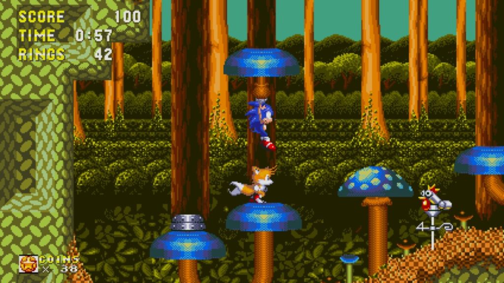 Sonic e Tails na Mushroom Hill de Sonic 3.